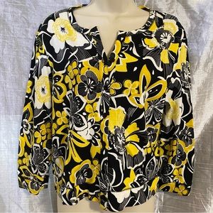 Rafaella Style cardigan SZ M GUC cotton 3/4 sleeve, floral print light & sweet